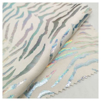 SUEDE FABRIC custom design and color Zebra strip hot stamping shiny polyester suede fabric